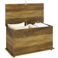 HOMCOM Aufbewahrungstruhe, Aufbewahrungsbank mit klappbarem Deckel und Sicherheitscharnieren, 80 x 40 x 45 cm, Braun(m-8)