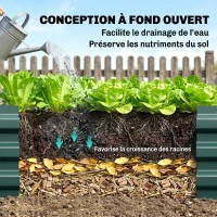 Outsunny Carré Potager en Métal Modulable - Potager Surélevé 241x90,5x30cm en Acier Galvanisé - Jardinière Extérieur Anti-Rouille pour Légumes et Fleurs, Vert Foncé(m-6)