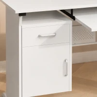 HOMCOM Bureau d'ordinateur, 100 x 52 x 75 cm, tablette coulissante pour clavier, tiroirs et support d'unité centrale, blanc(m-11)