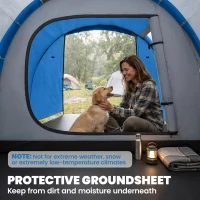 Outsunny 2 Man Tunnel Tent with Sewn-in Groundsheet, Air Vents, Rainfly, 2000mm Large Camping Tent with Bedroom, Porch, Living Area for Camping, Hiking, 426L x 206W x 154H cm, Sky Blue(m-7)