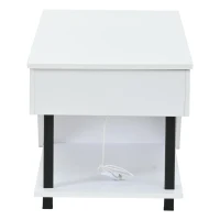 Mesa de centro ajustable en altura con almacenamiento oculto, compartimentos laterales ajustables, 50x100x46 cm, Blanco(m-7)