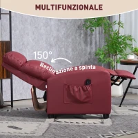 HOMCOM Poltrona Relax Massaggiante con Telecomando e 8 Programmi, Reclinazione e Poggiapiedi, Rosso(m-5)