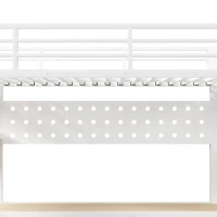 Cama alta 90×200 cm, prateleiras, escada com arrumação, sem colchão, 251x96x170 cm, Branco(m-12)