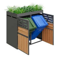 Armário exterior multifuncional, com floreira integrada, ventilação com lamelas contra odores, 133x80x128 cm, Cinzento(m-8)