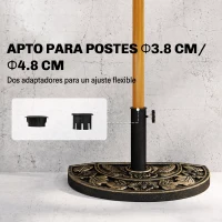 Outsunny Soporte para Parasol Peso 9 kg en Forma de Semicírculo para Poste de Paraguas de Ø3,8 cm y Ø4,8 cm 50x31x32 cm Bronce(m-4)