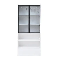 Vitrine alta, iluminação LED controlada por app, 6 prateleiras, 80x34x180 cm, Branco(m-1)