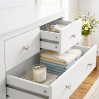 HOMCOM Modern Chest of Drawers, 5 Drawer Storage Cabinet with Metal Handles and Runners for Bedroom, White(m-9)