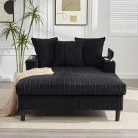 Divano letto con portabicchieri su entrambi i lati e bracciolo pieghevole, 129x170x70 cm, Nero(m-4)