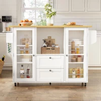 Isla de cocina sobre ruedas con encimera abatible, protección antivuelco y ruedas con bloqueo 360°, 120x70x92 cm, Blanco(m-4)