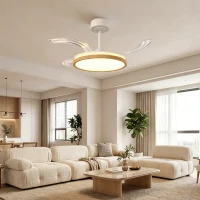 HOMCOM Ventilador de Techo con Luz LED 80 W Motor DC Reversible Mando a Distancia 6 Velocidades Temporizador Ø95 cm Natural(m-9)
