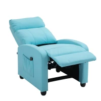 HOMCOM Poltrona Relax Massaggiante con Telecomando e 8 Programmi, Reclinazione e Poggiapiedi, Azzurro(m-11)