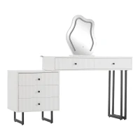 Tavolo da trucco con illuminazione LED, specchio regolabile e piano estraibile, 100x40x76 cm, Bianco(m-2)
