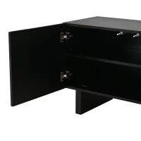 Móvel TV moderno, frente de porta estruturada e muito espaço de arrumação, compatível com televisores até 75 polegadas, 180x40x55 cm, Preto(m-9)