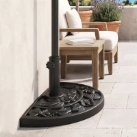 Outsunny Halfronde Parasolvoet, 9 kg, Bloemendesign, HDPE/Cement, voor Parasolstokken Ø35/38/48 mm(m-8)