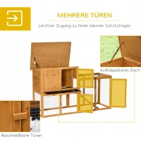 PawHut Buitenhok met Speelruimte, Uitschuifbare Bodemlade, Weerbestendig, 141 x 60 x 86 cm, Oranje(m-5)