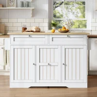 Ilha de cozinha móvel com tampo rebatível, gavetas verticais de 2 níveis, rodízios bloqueáveis 360°, 120x70x92 cm, Branco(m-2)