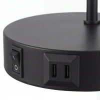 HOMCOM Pack de 2 Lámparas de Mesa Modernas de Acero con Puertos USB Casquillo E27 Bombilla no Incluida Negro(m-7)