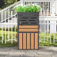 Armoire d'extérieur multifonction 2-en-1, avec jardinière intégrée et compartiment pour poubelle, sans poubelle, 66x80x128 cm, Gris(m-1)
