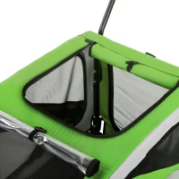 PawHut Remolque de Bicicleta para Perros 2 en 1 Carrito para Mascotas Plegable con Cinturón de Seguridad Reflectores Verde(m-12)