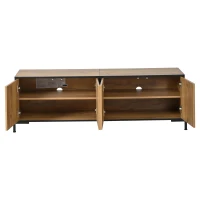 Lowboard para TV, design geométrico contrastante, adequado para televisores até cerca de 65 polegadas, 153x40x50 cm, Cor natural(m-6)