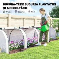 Outsunny Seră de Grădină, 4 Uși Rulabile, Oțel și Plastic, 395 x 100 x 80 cm, Alb(m-7)