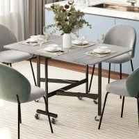 HOMCOM Mesa de Comedor Plegable para 4-6 Personas con Ruedas y Alas Abatibles Mesa Abatible para Cocina 120x80x73 cm Gris(m-10)