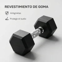 SPORTNOW Set de 2 Mancuernas Dodecagonales de 2 x 10 kg de Metal Recubiertas en Goma para Entrenamiento en Casa Gimnasio Negro(m-5)