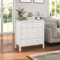 HOMCOM Modern Chest of Drawers, 5 Drawer Storage Cabinet with Metal Handles and Runners for Bedroom, White(m-8)