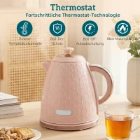 HOMCOM Waterkoker- en Toaster-Set, 1,7L 2200W Snelkook-Waterkoker met Automatische Uitschakeling en 2-Sneetjes Toaster met Kruimellade, Roze(m-5)