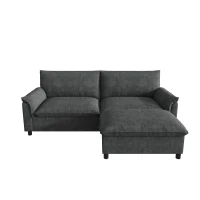 Sofá de canto modular Cloud, incl. pufe flexível com grande arrumação oculta, 216x77x82 cm, Preto(m-1)