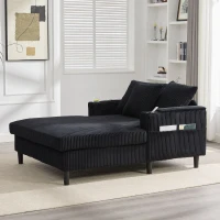Divano letto con portabicchieri su entrambi i lati e bracciolo pieghevole, 129x170x70 cm, Nero(m-5)