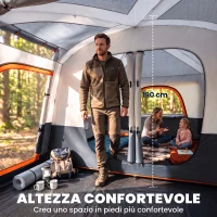 Outsunny Tenda da Campeggio per 4 Persone con 2 Stanze e Veranda, Impermeabile e UPF 30+, Borsa di Trasporto, Grigio(m-5)