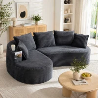 Bogesofa imbottito con portabicchieri su entrambi i lati, cuscini e tasca laterale, 250x152x82 cm, grigio scuro(m-1)