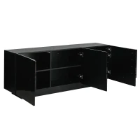 Madia per soggiorno minimal e moderna a 3 ante, 35x160x60 cm, Nero(m-5)