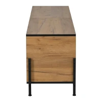 Lowboard para TV, design geométrico contrastante, adequado para televisores até cerca de 65 polegadas, 153x40x50 cm, Cor natural(m-7)
