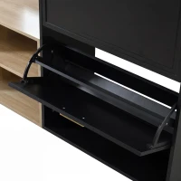 Set guardaroba 4 pezzi, set completo di mobili per ingresso con scarpiera, panca, appendiabiti da parete e specchio, 130x30x174 cm, Nero(m-9)