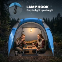 Outsunny 2 Man Tunnel Tent with Sewn-in Groundsheet, Air Vents, Rainfly, 2000mm Large Camping Tent with Bedroom, Porch, Living Area for Camping, Hiking, 426L x 206W x 154H cm, Sky Blue(m-6)