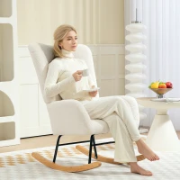 HOMCOM Schommelstoel, knusse bekleding, dikke vulling, Crèmewit(m-2)