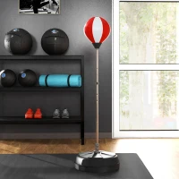 HOMCOM Punching Ball da Terra ad Altezza Regolabile con Guantoni e Base Riempibile, 43x43x126-144 cm, Rosso e Bianco(m-8)