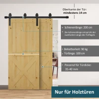 HOMCOM Schuifdeursysteem looprail schuifdeurbeslag houten schuifdeur 9 zwarte accessoires(m-4)