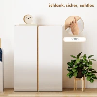 HOMCOM Schuhschrank mit Soft-Close-Funktion, 6-stufiges Design ohne Griffe, fasst bis zu 18 Paare, für Flur, Eingangsbereich, Holz, Weiß(m-7)
