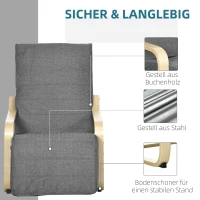 HOMCOM Accentstoel, Relaxfauteuil met Verstelbaar Voetgedeelte, Berkenhouten Frame, tot 120 kg, 66,5 x 94 x 100 cm, Grijs(m-6)