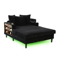 Divano letto con portabicchieri su entrambi i lati e bracciolo pieghevole, 129x170x70 cm, Nero(m-8)