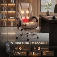 Vinsetto Ergonomischer Bürostuhl mit Massagefunktion, Fußstütze, drehbar, rollbar, Braun(m-4)