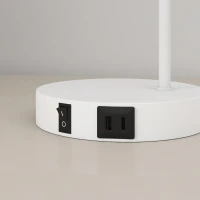 HOMCOM Pack de 2 Lámparas de Mesa Modernas en Acero con Puertos USB Casquillo E27 Bombilla no Incluida Blanco(m-10)