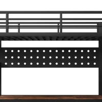 Cama alta 90×200 cm, prateleiras, escada com arrumação, sem colchão, 251x96x170 cm, Preto(m-10)