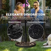 Outsunny Halfronde Parasolvoet, 9 kg, Bloemendesign, HDPE/Cement, voor Parasolstokken Ø35/38/48 mm(m-5)