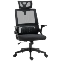 Vinsetto Bürostuhl Schreibtischstuhl Office-Stuhl, höhenverstellbar, 1 Kopfstütze, 60 x 61 x 121,5 cm. Schwarz(m-1)