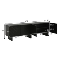 Mobile TV basso e moderno, adatto per TV fino a 75 pollici, 180x40x55 cm, Nero(m-3)