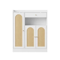 Sapateira em rattan, amplo espaço de arrumação, prateleiras ajustáveis, 90x35x110 cm, Cor natural(m-1)
